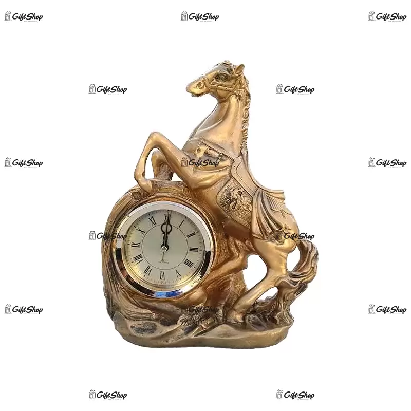 Statueta cal cu ceas bronz a